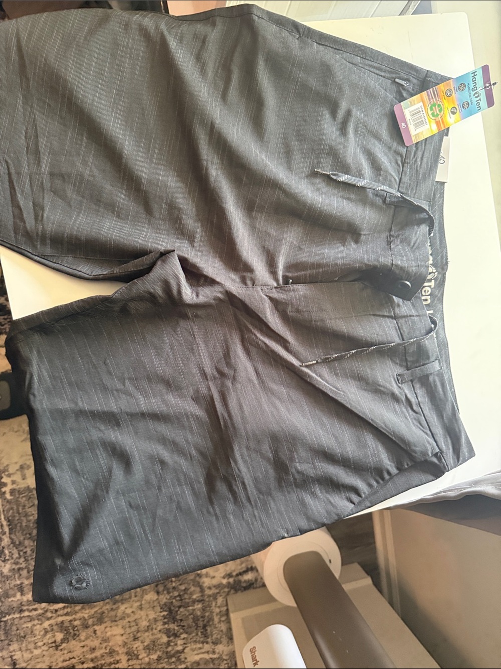 Hang Ten Mens Hybrid 4 Way Stretch Shorts Quick Dry Drawstring Gray 40W NWT